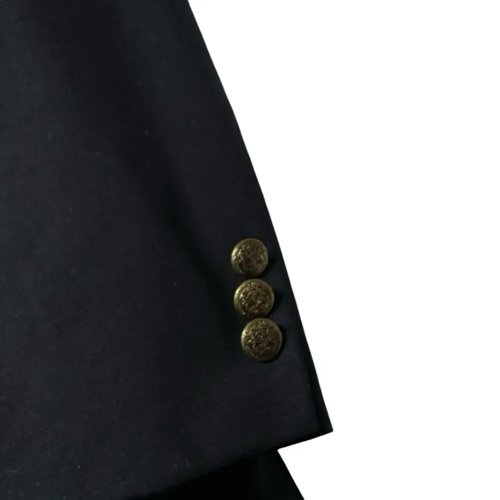 Oscar De La Renta Mens Two Button Ventless Navy Blue Wool Blazer Size 42R